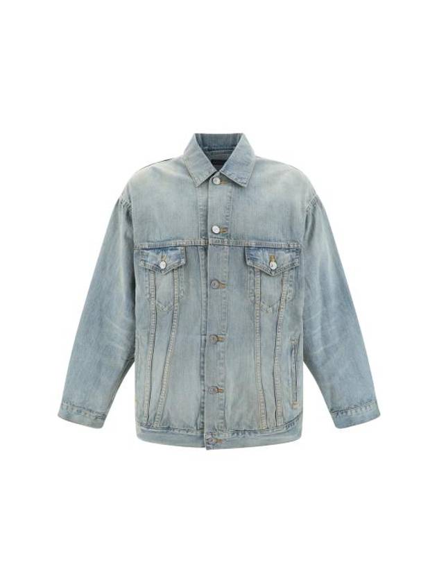 Luxury Balenciaga Paris Tropical Denim Jacket Blue