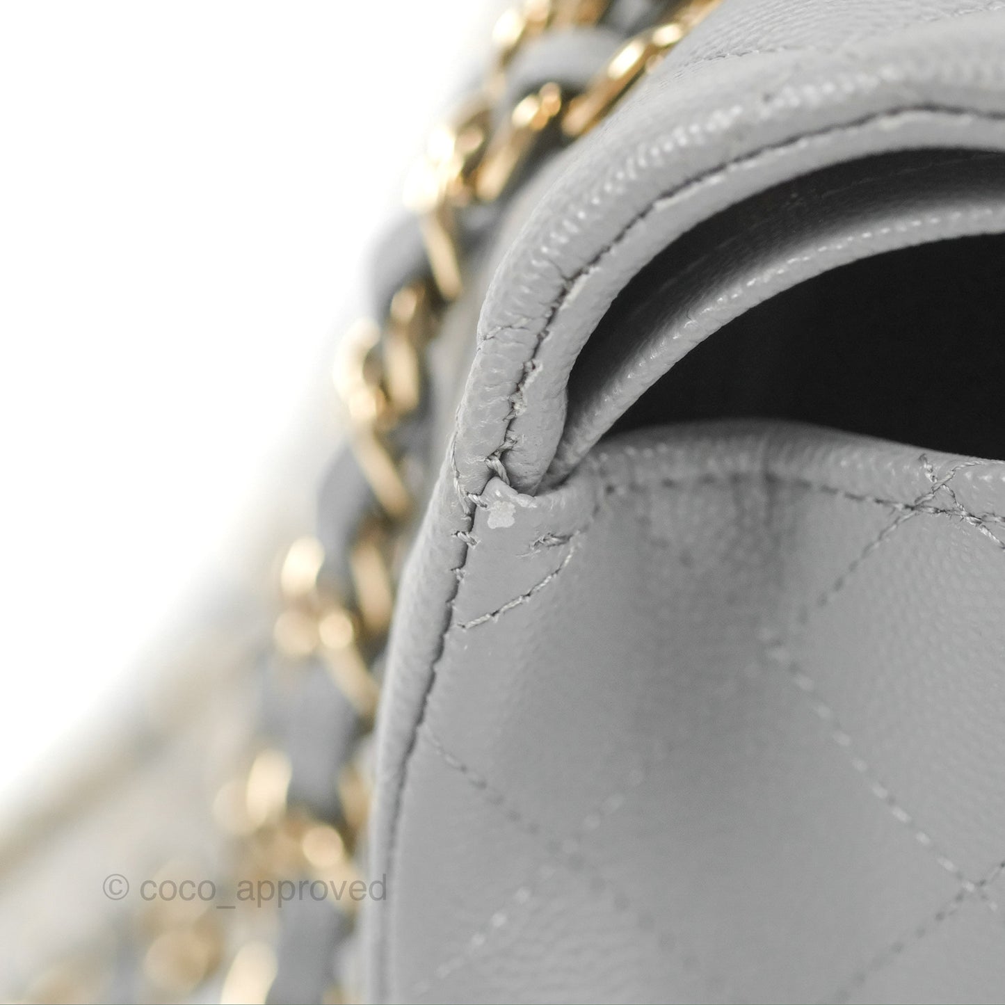 Chanel Small Classic Quilted Flap Grey Caviar Gold Hardware 20C