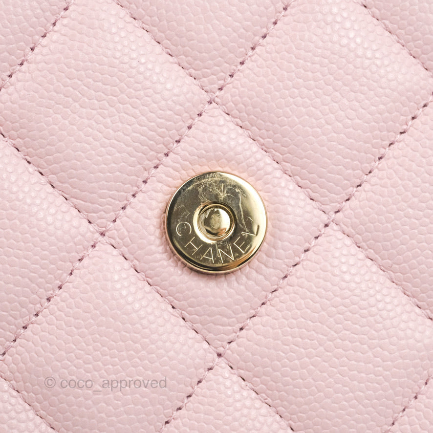 Chanel Quilted Classic Wallet on Chain WOC Pink Caviar Gold Hardware