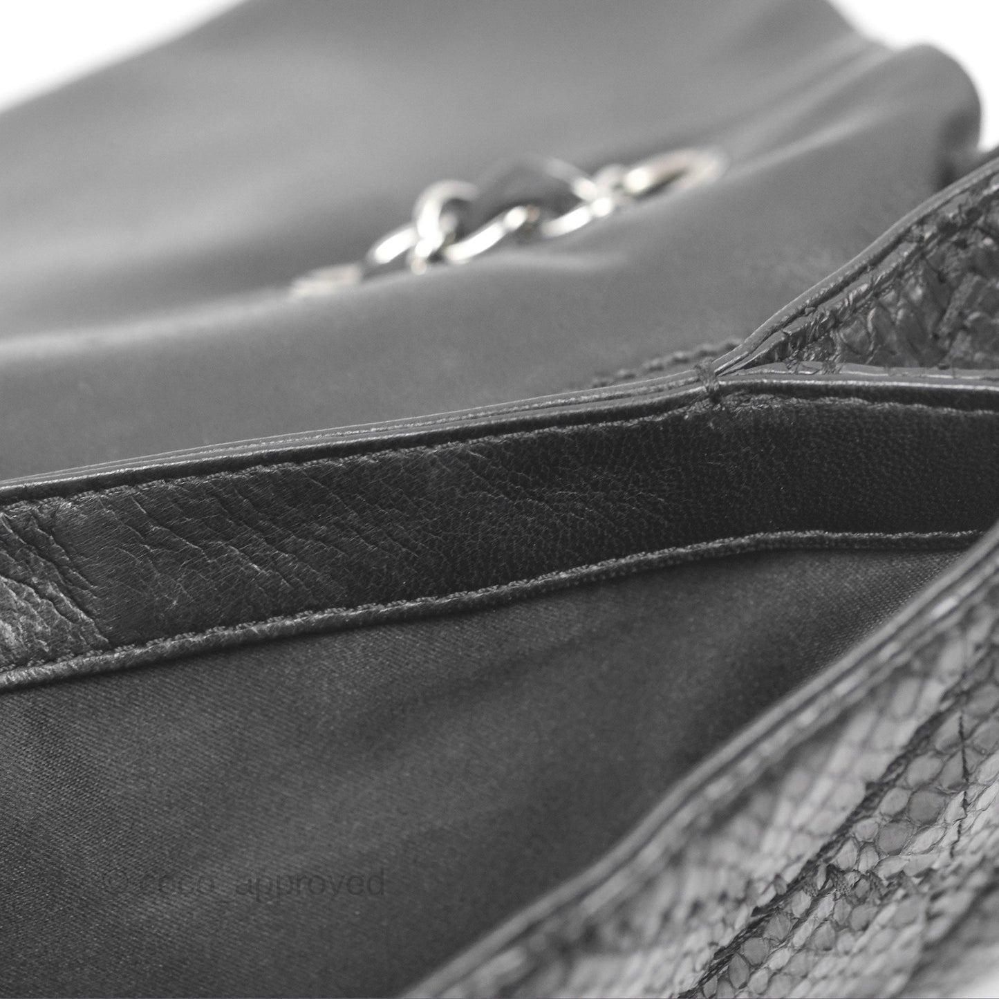 Chanel Quilted Ultimate Stitch Flap Bag Matte Python Black Silver Hardware