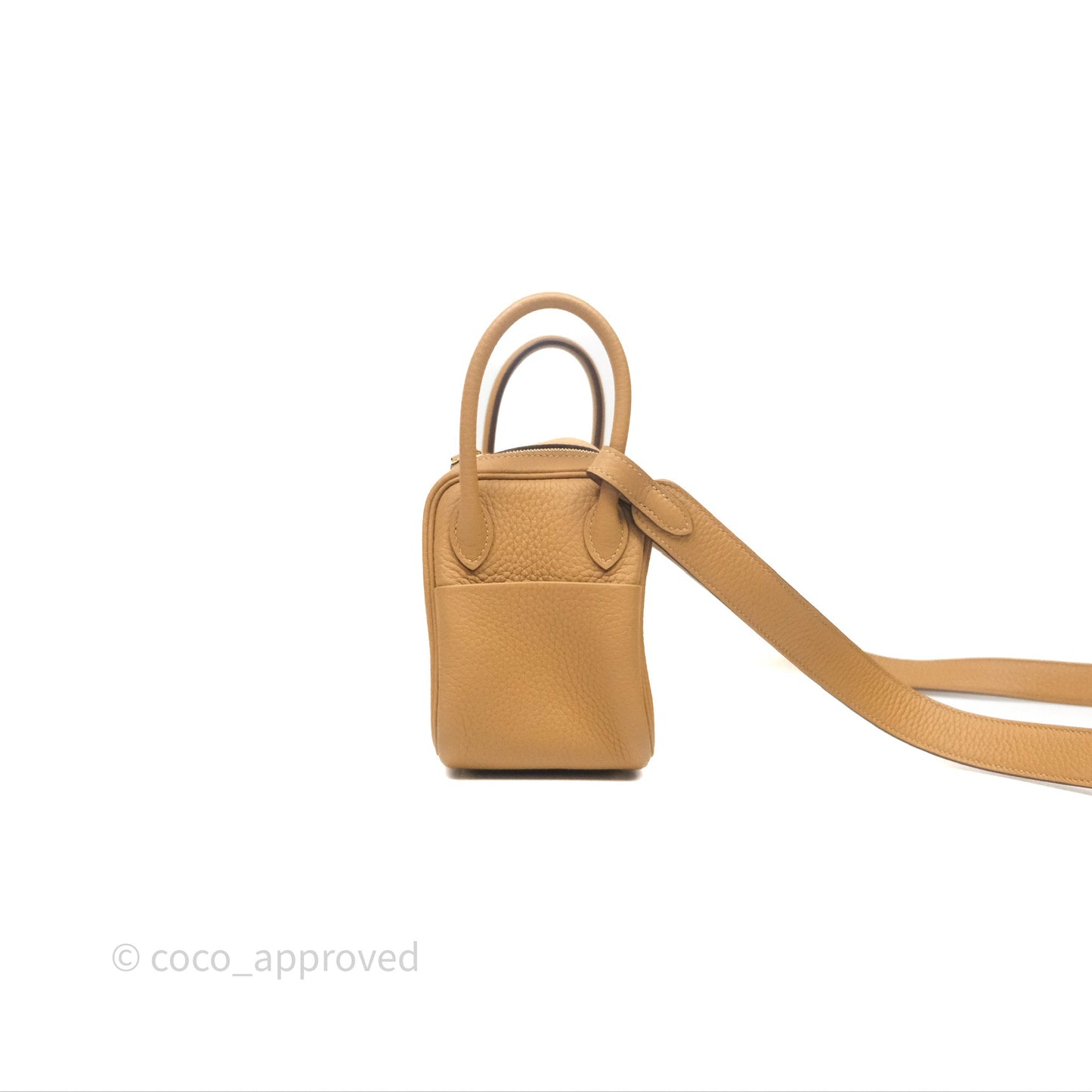 Hermès Mini Lindy 20 Biscuit 4B Clemence Gold Hardware With Rodeo