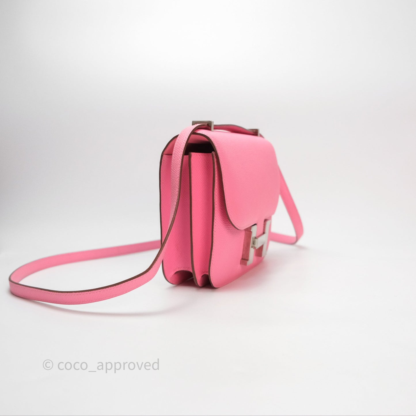 Hermès Constance Mini 18cm Rose d'ete Epsom Palladium Hardware