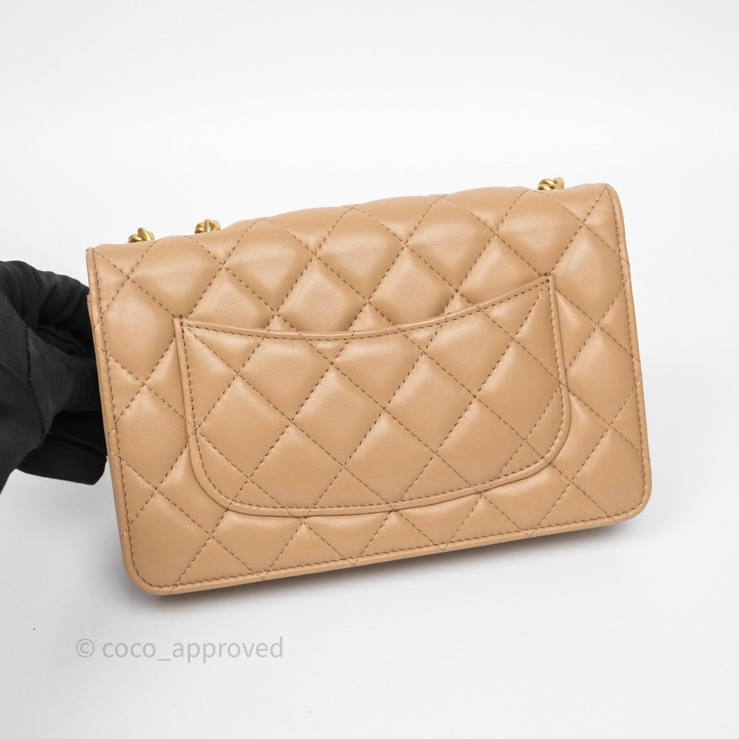 Chanel All Slide Wallet on Chain WOC Adjustable Chain Quilted Beige Lambskin