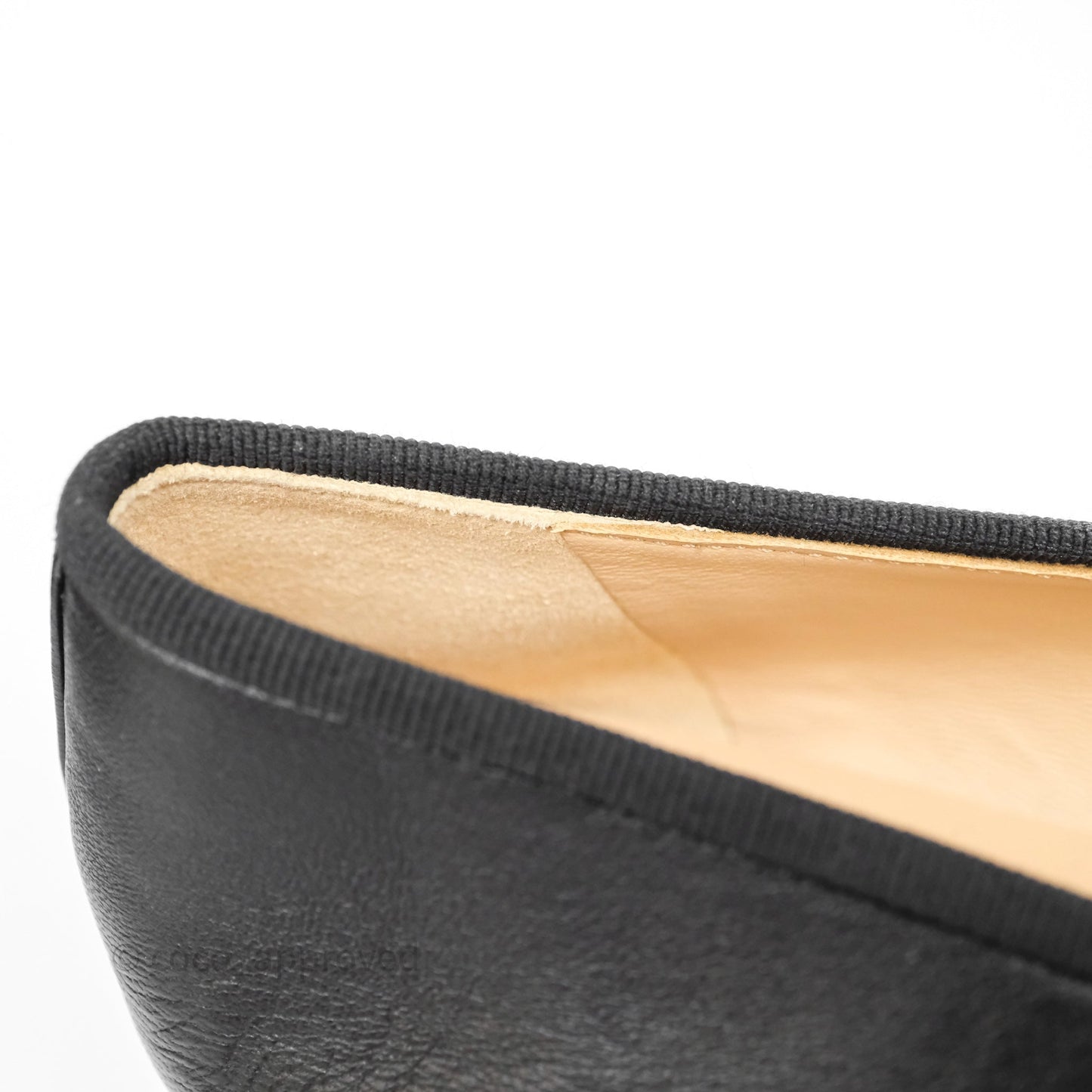 Chanel Calfskin Black Patent Cap-Toe Ballet Flats Size 37