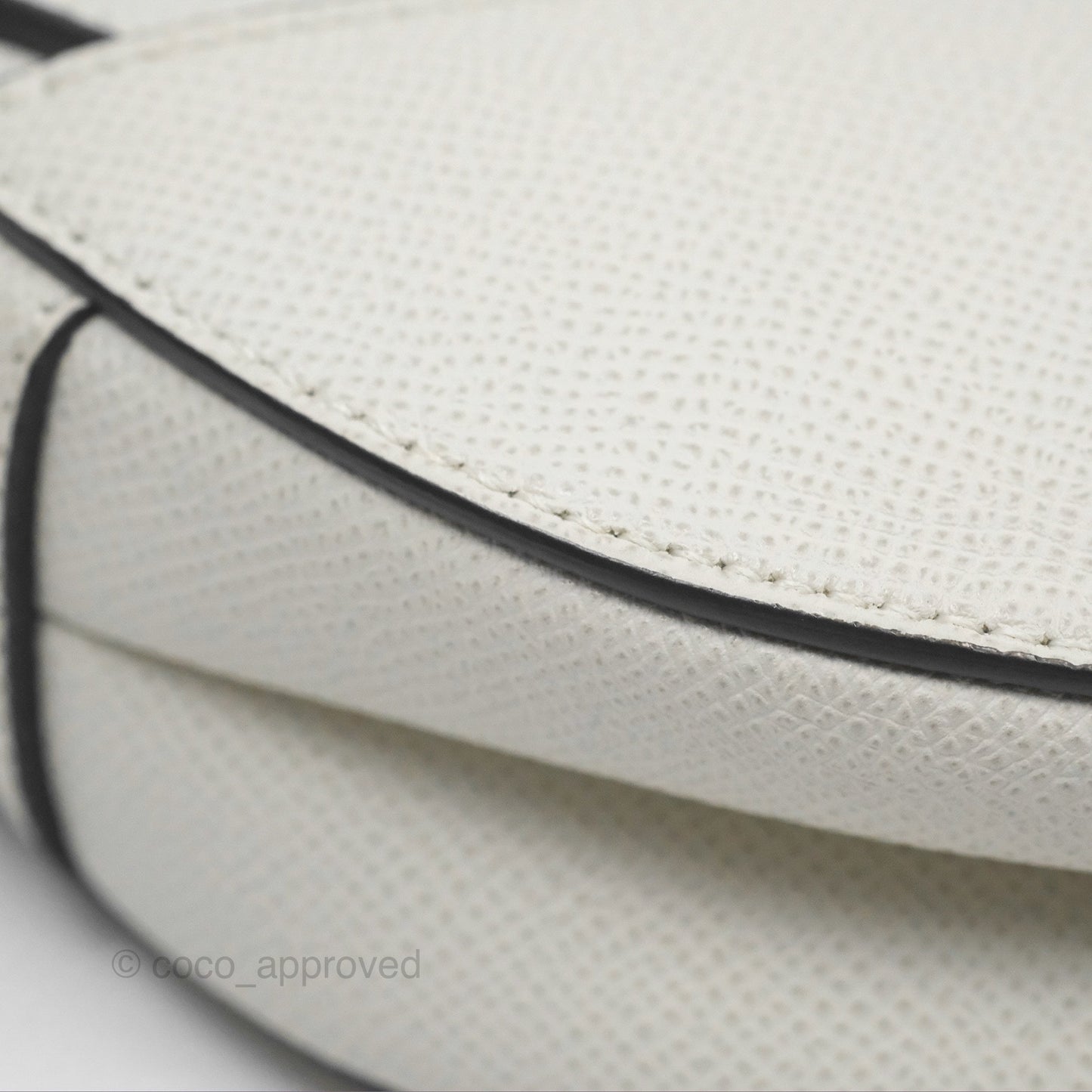 Christian Dior Mini Saddle Bag White Grained Calfskin Gold Hardware