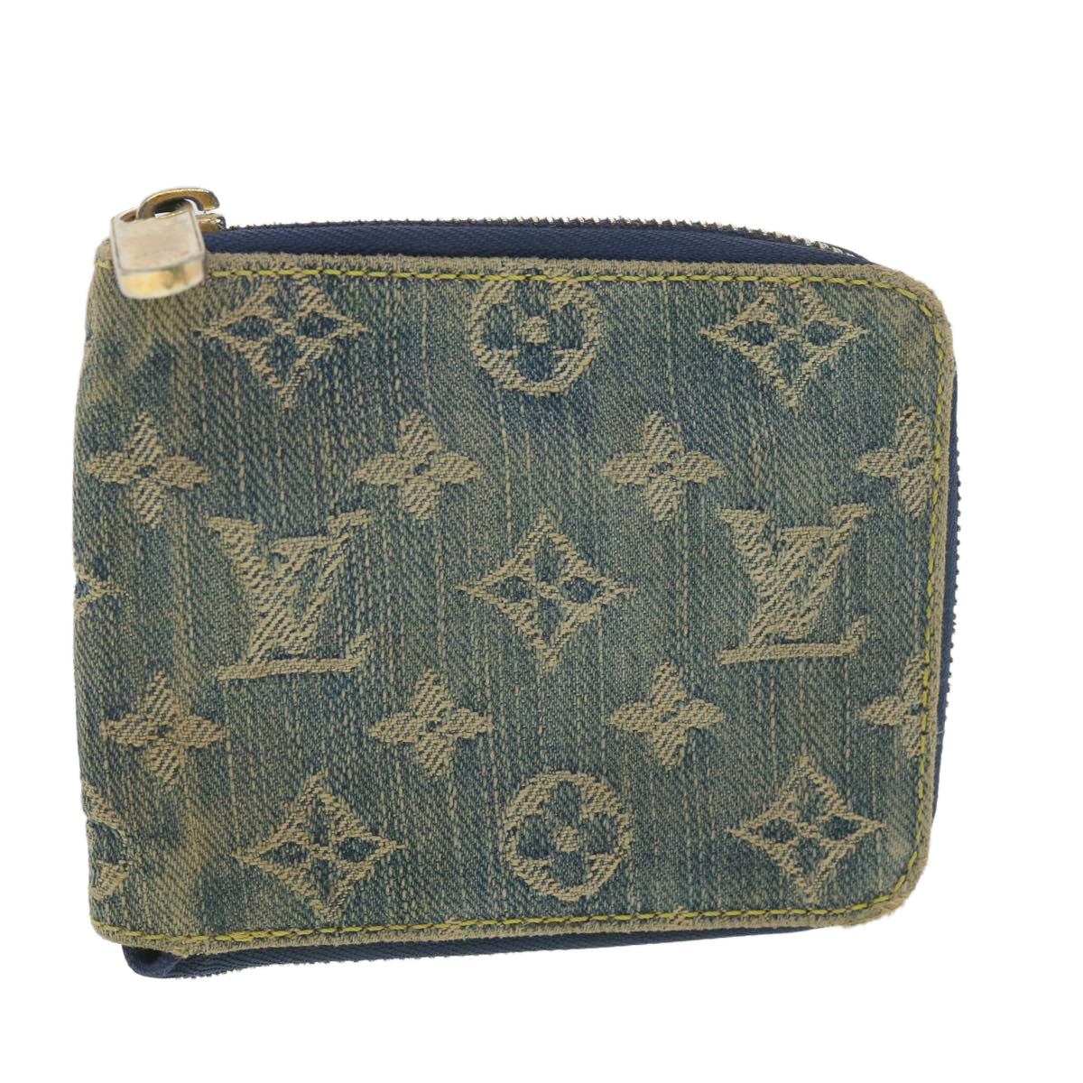 LOUIS VUITTON Monogram Denim Mini Zippy Wallet Wallet Blue M95342 LV 38220