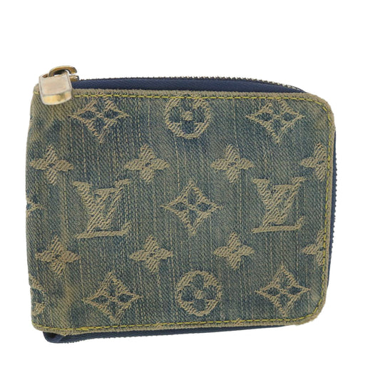 LOUIS VUITTON Monogram Denim Mini Zippy Wallet Wallet Blue M95342 LV 38220
