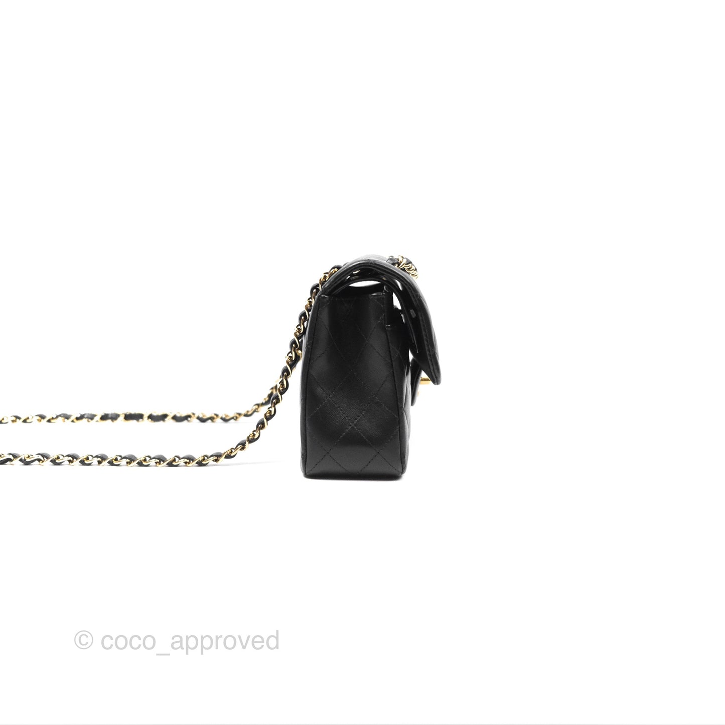 Chanel Small Classic Flap Quilted Black Lambskin Gold Hardware