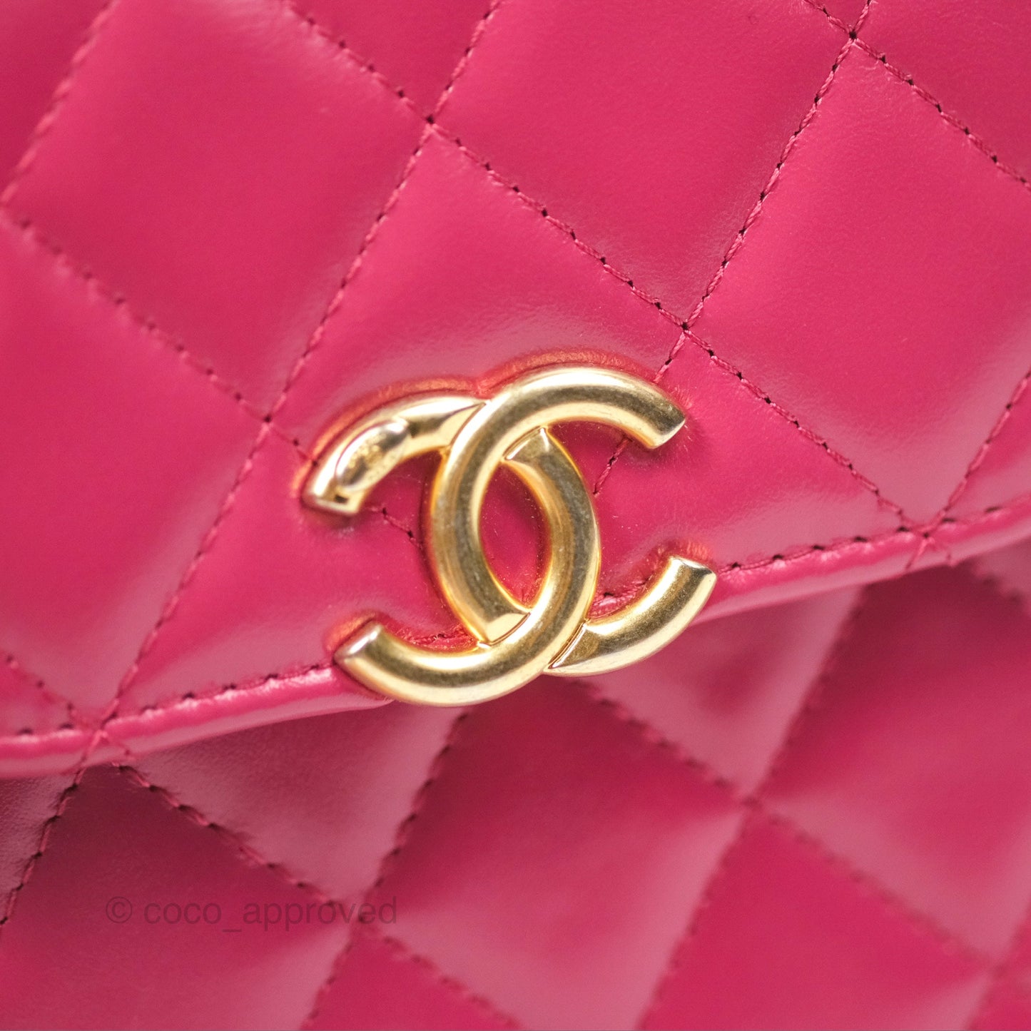 Chanel Quilted Perfect Fit Dark Pink Phone Holder Aged Gold Hardware