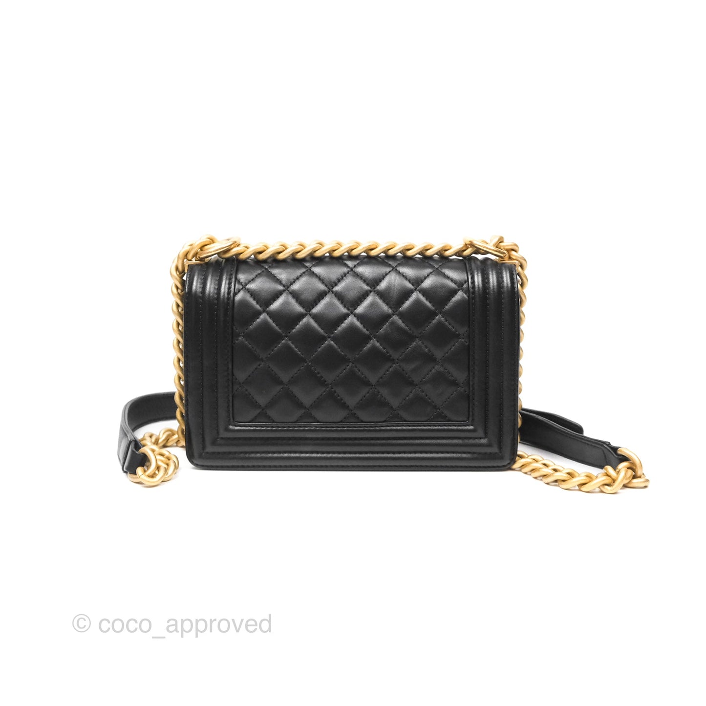 Chanel Small Boy Quilted Black Calfskin Gold Hardware