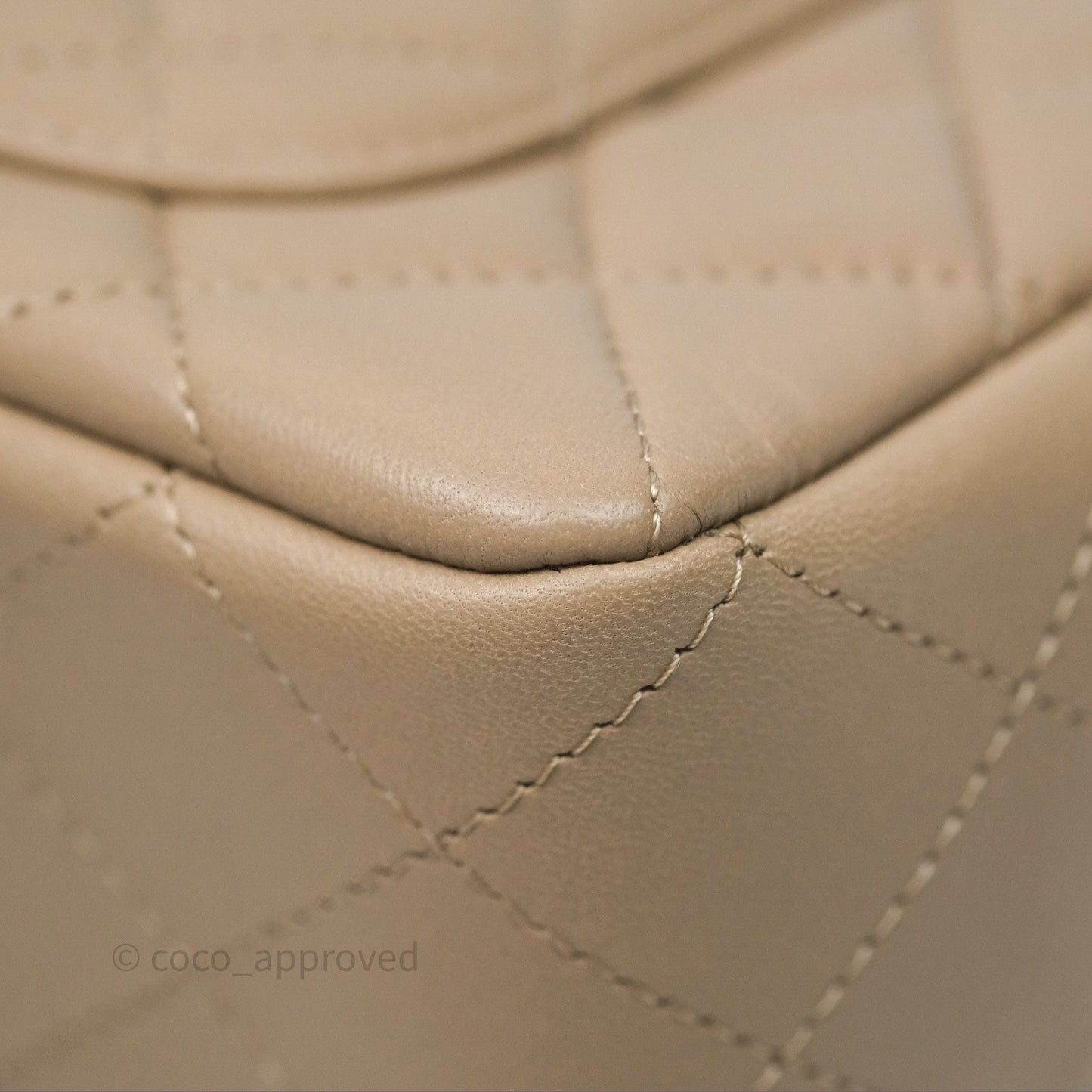 Chanel Quilted Mini Rectangular Flap Beige Lambskin Gold Hardware