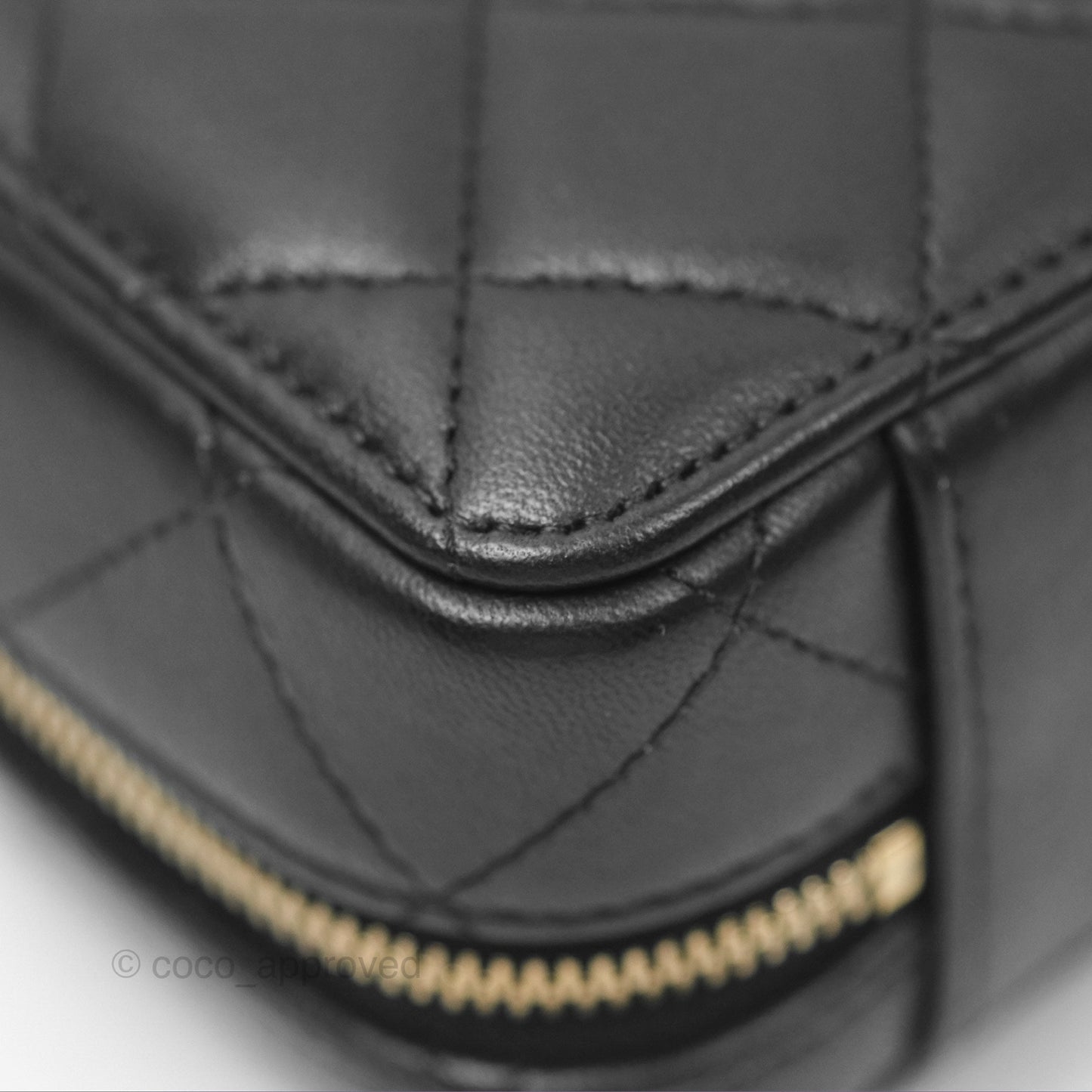 Chanel Top Handle Vanity Case Black Lambskin Aged Gold Hardware 22A