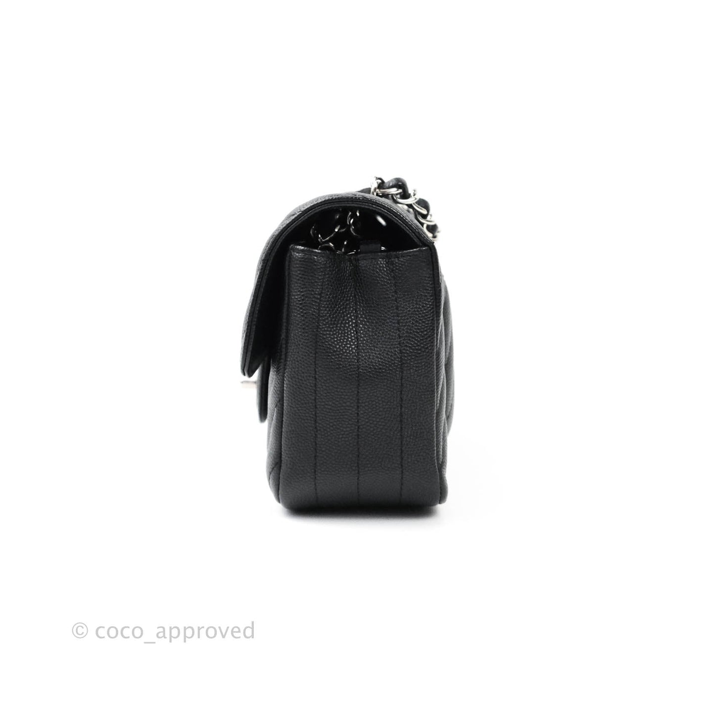 Chanel Mini Rectangular Chevron Caviar Black Silver Hardware