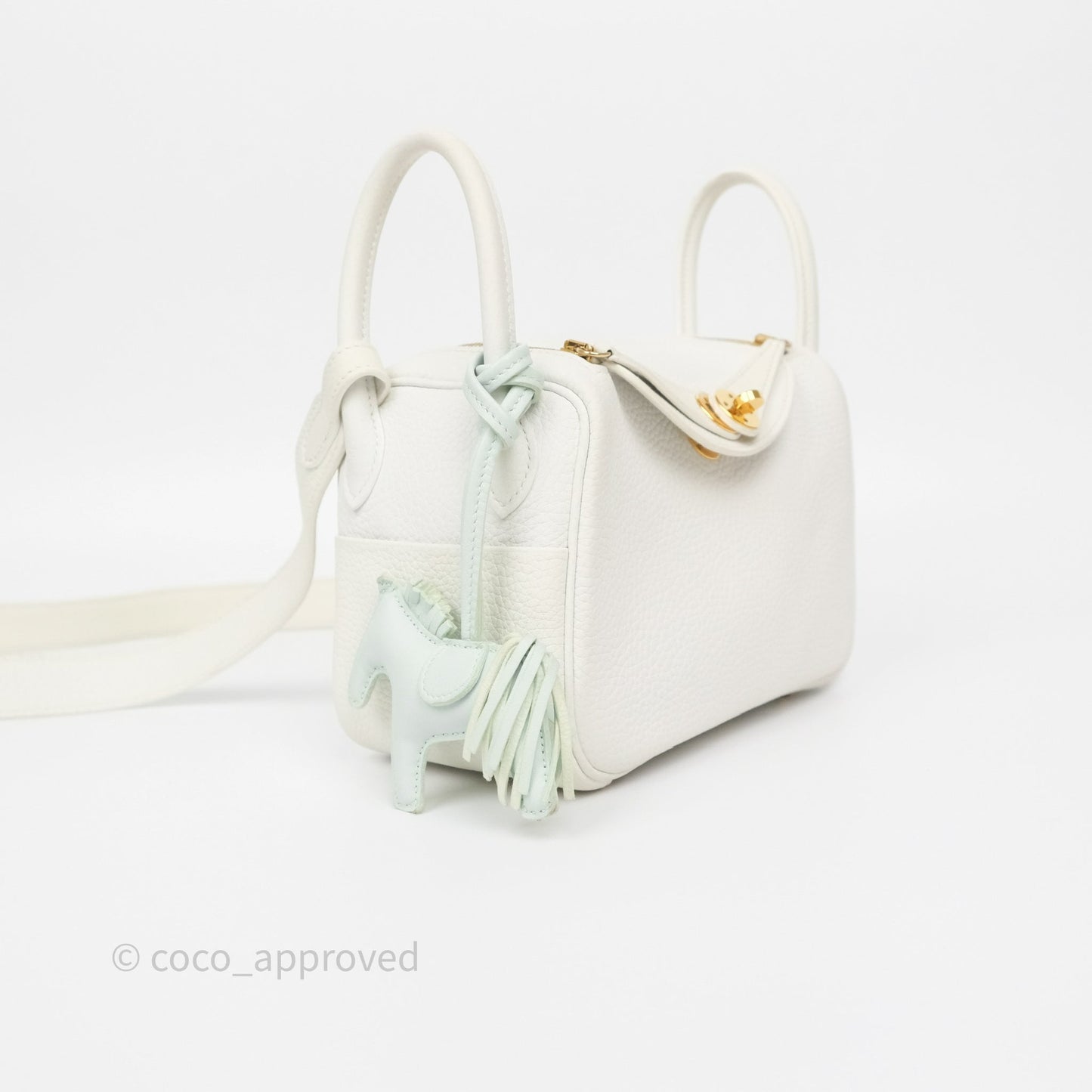 Hermès Mini Lindy 20 New White 0U Clemence Gold Hardware