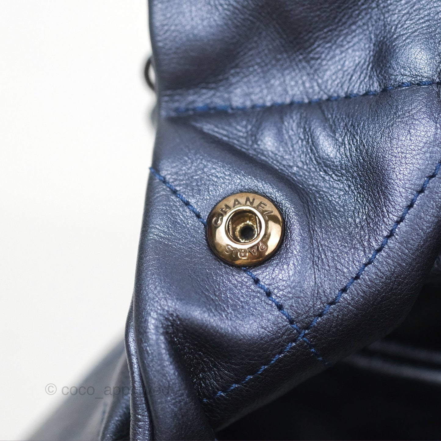 Chanel 22 Small Metallic Midnight Blue Aged Calfskin Midnight Blue/Silver Hardware