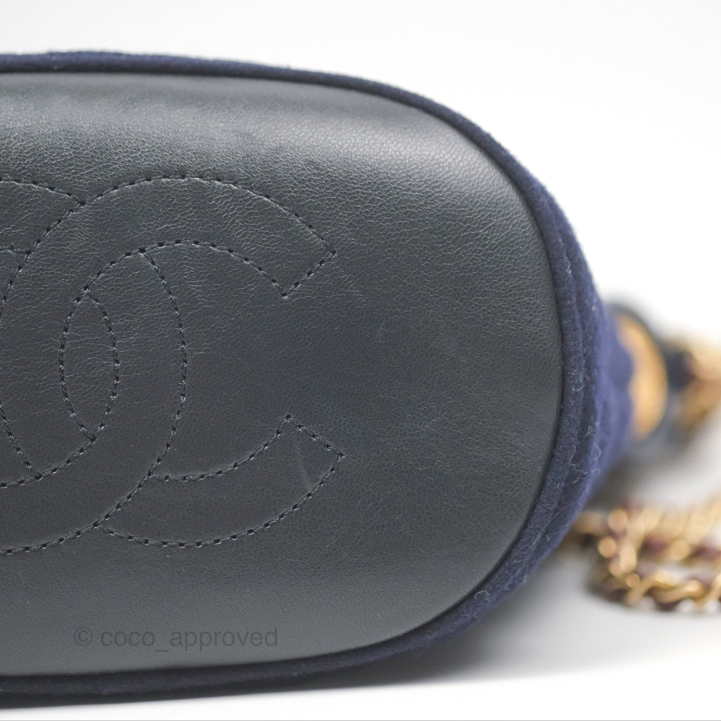 Chanel Paris Hamburg Charms Bucket Bag Navy Wool Lambskin