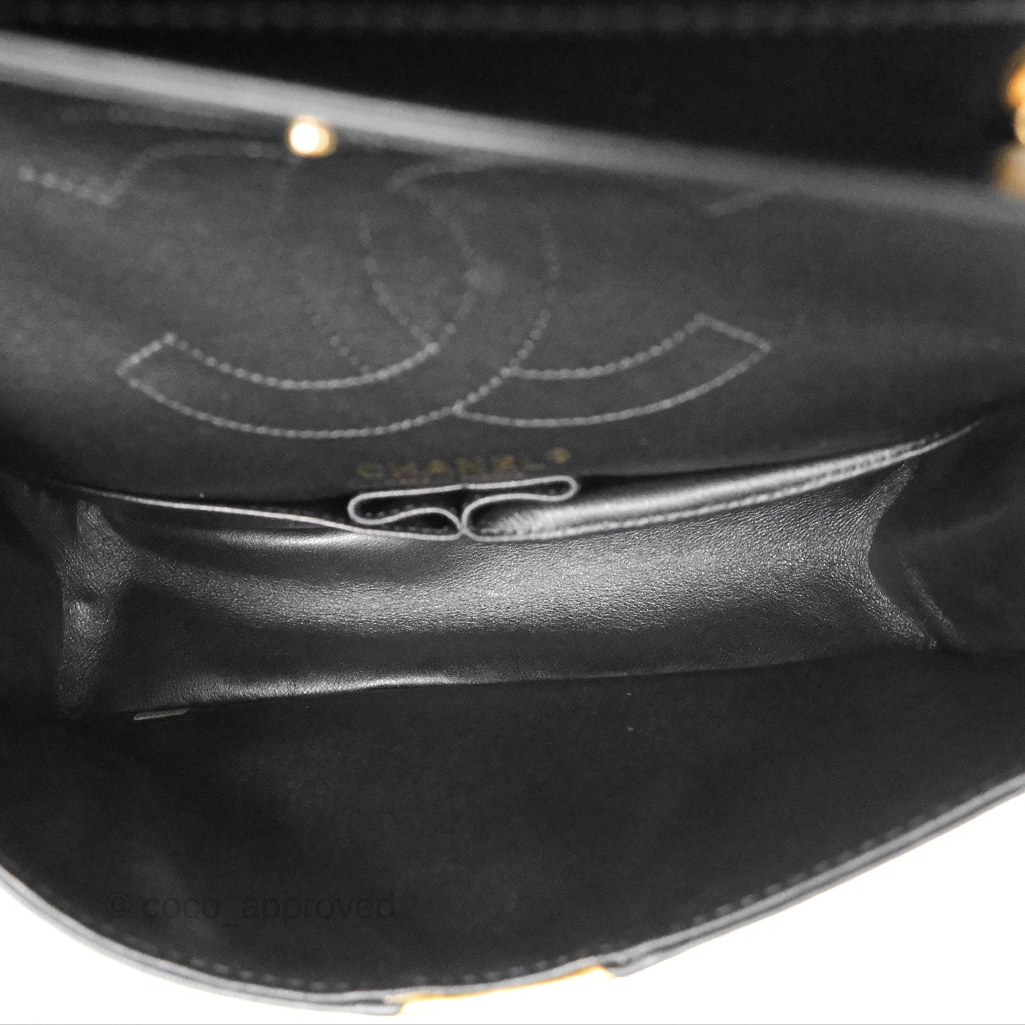 Chanel Reissue 2.55 Metallic Gold Crocodile Embossed Calfskin And Black Quilted Lambskin Aged Gold Hardware