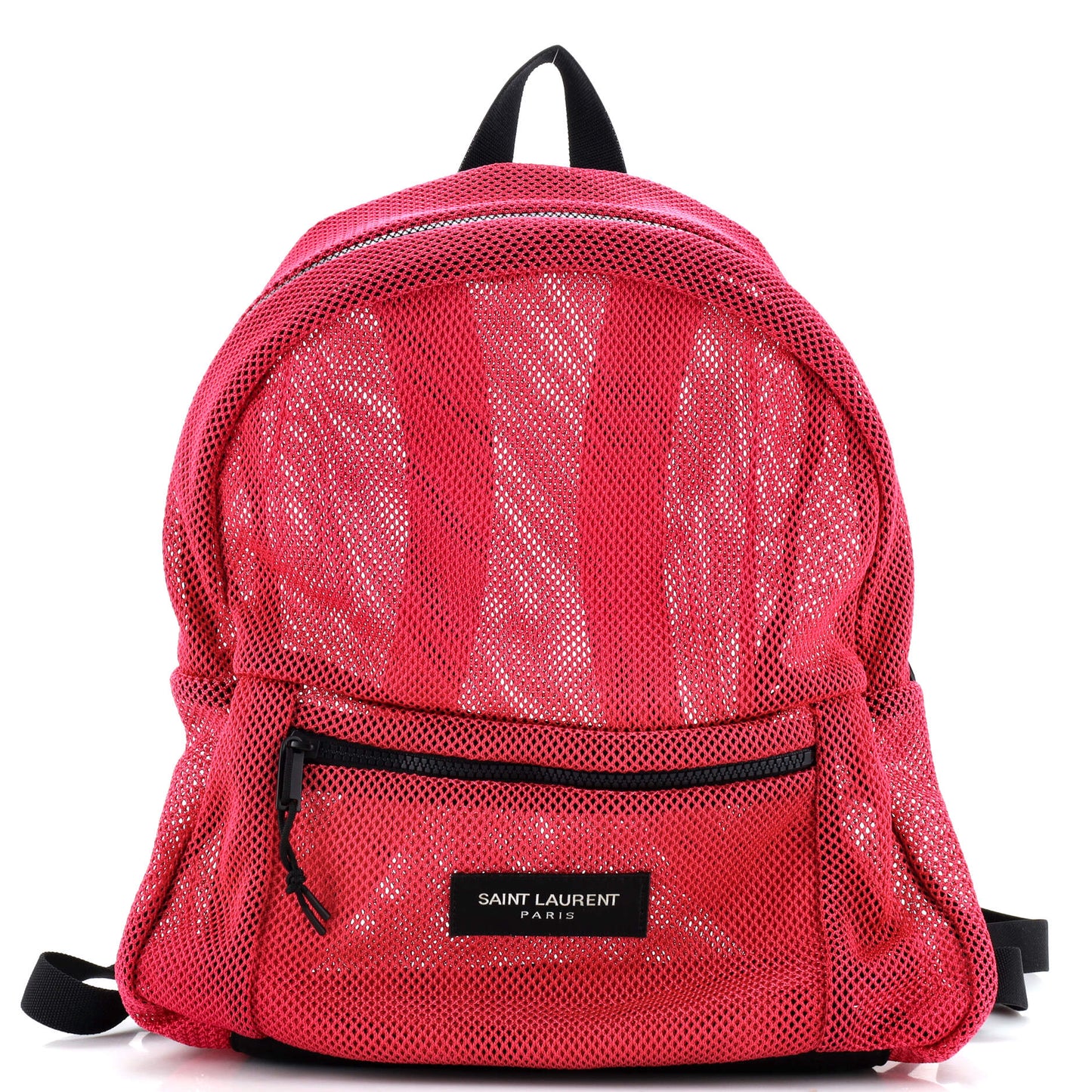 Luxury Saint Laurent Logo Zip Backpack Mesh