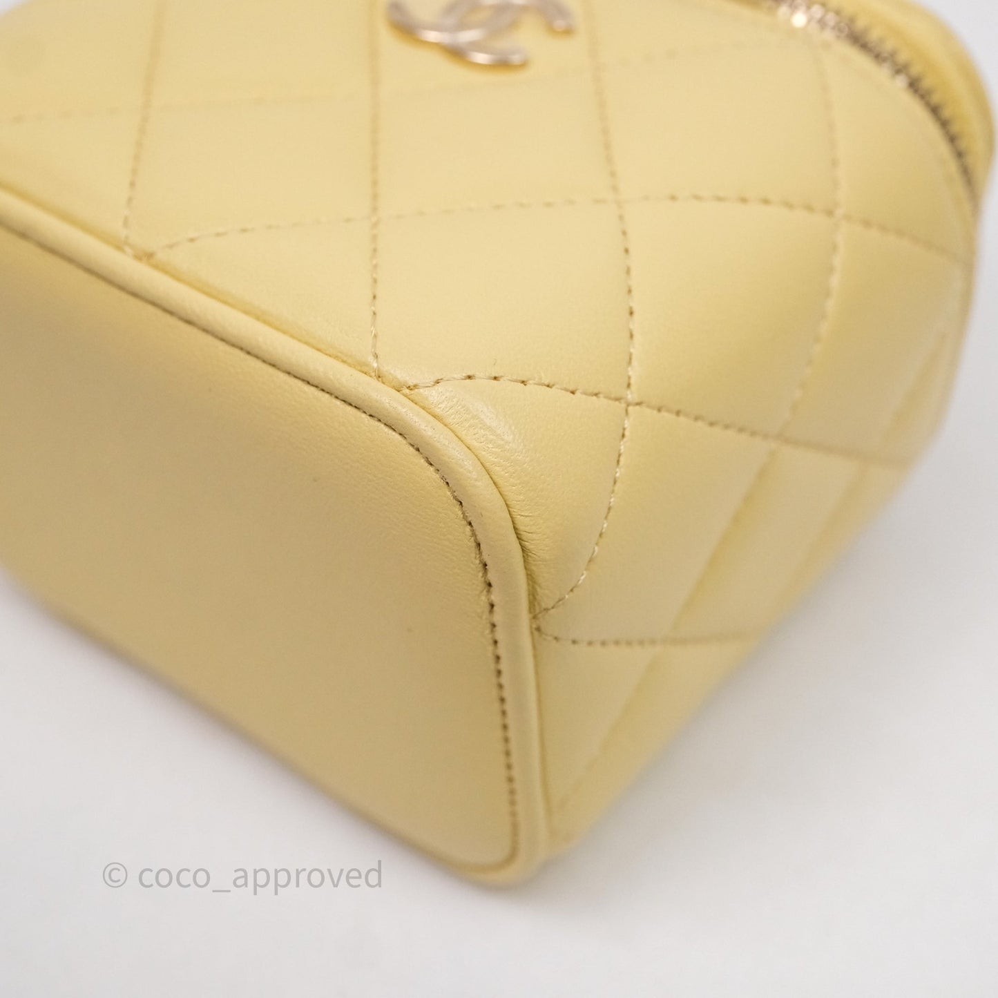 Chanel Mini Top Handle Vanity With Chain Yellow Lambskin Gold Hardware