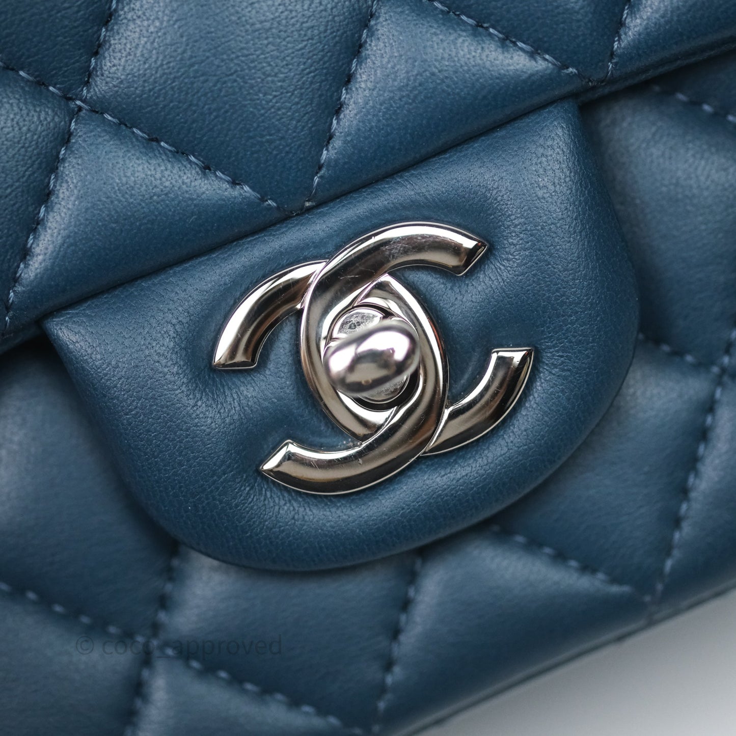 Chanel Mini Rectangular Quilted Navy Lambskin Silver Hardware