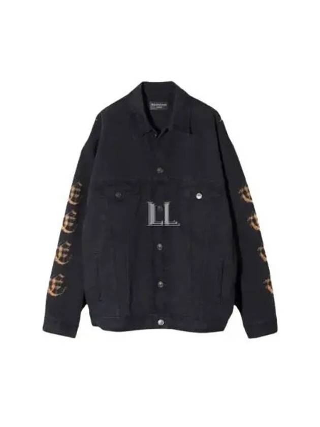 Luxury Balenciaga Peach Large Fit Denim Jacket Black