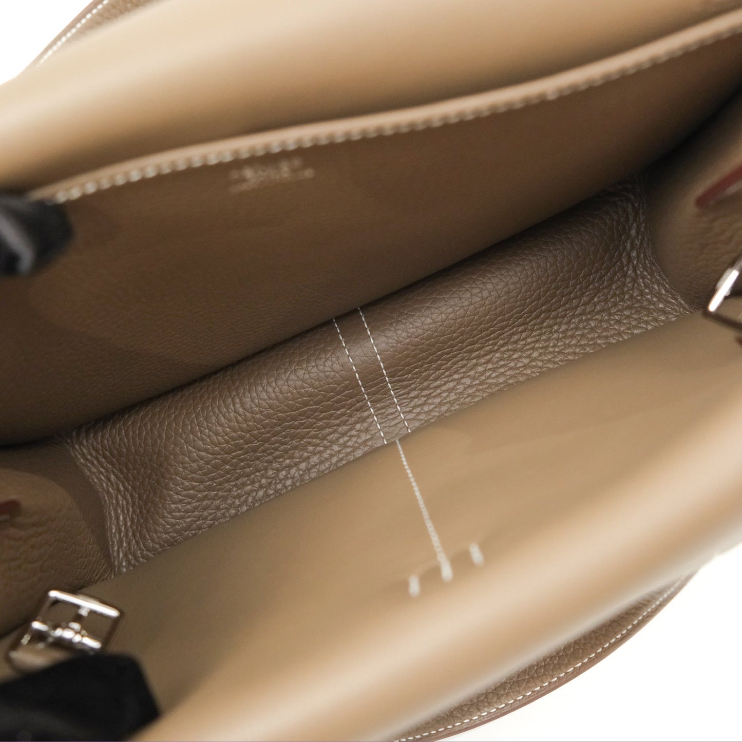 Hermès Halzan 25 Etoupe Clemence Palladium Hardware