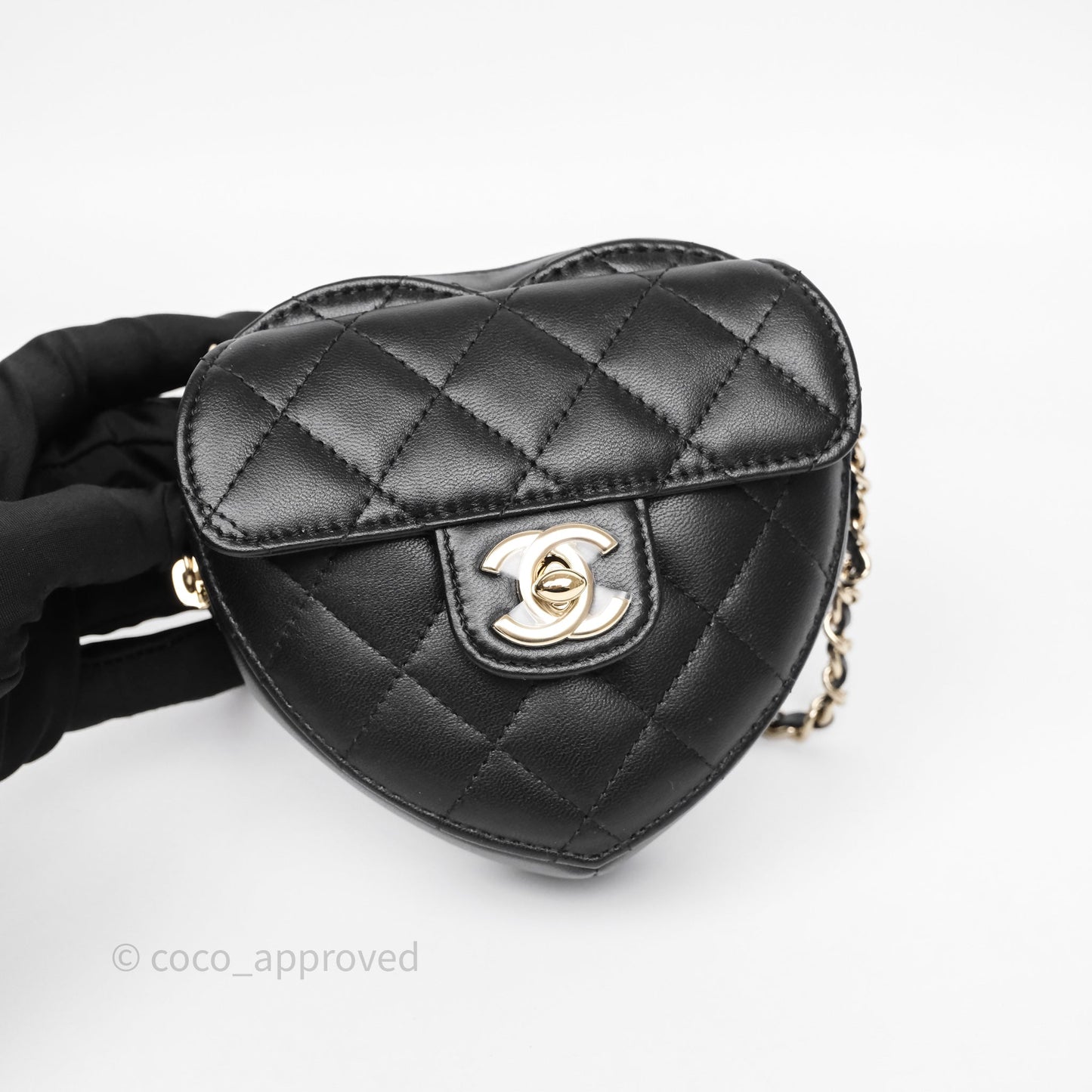 Chanel Small Heart Bag Black Lambskin Gold Hardware