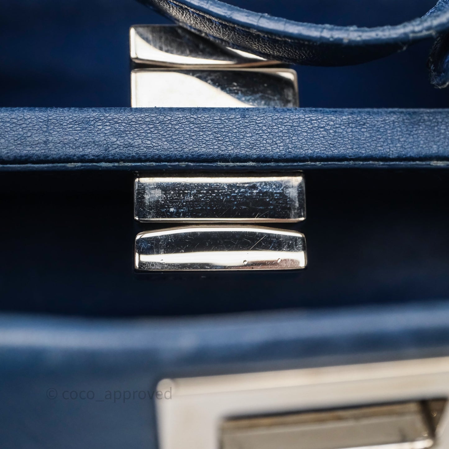Fendi Nappa Mini Peekaboo Bag Blue Silver Hardware