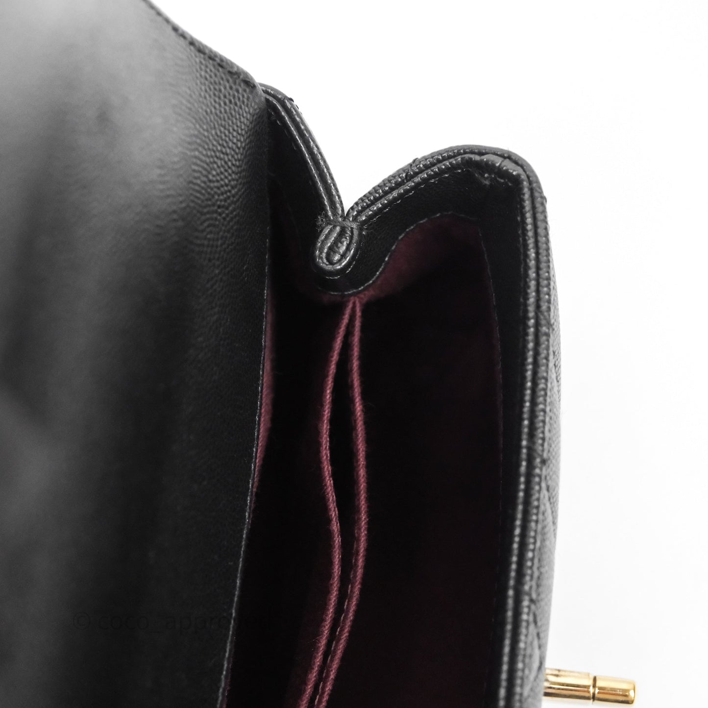 Chanel Small Coco Handle Chevron Black Caviar Gold Hardware Lizard Handle