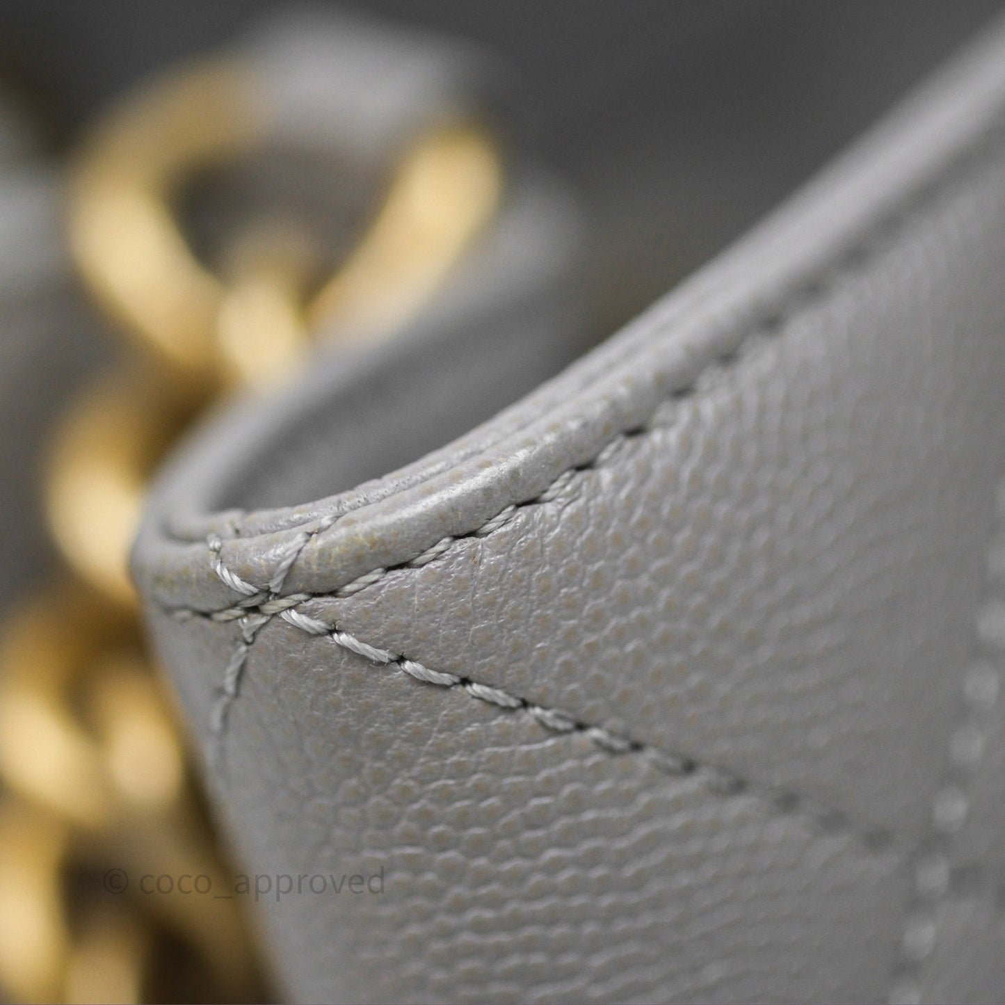 Chanel Drawstring Bucket Bag Grey Grained Calfskin Aged Gold Hardware