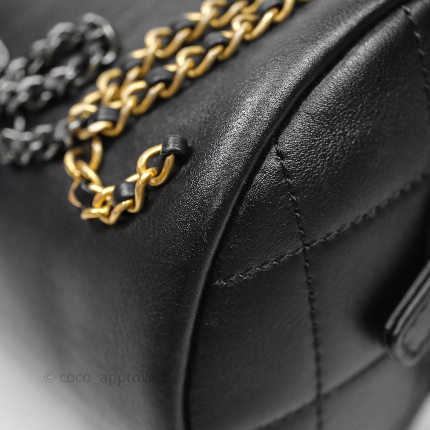 Chanel Logo Bowling Bag Black Calfskin Mixed Hardware