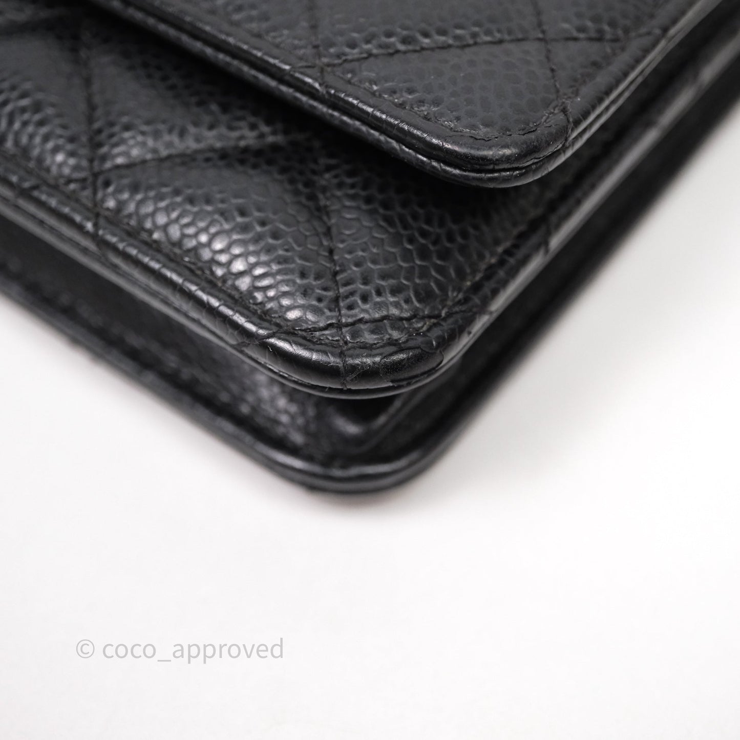 Chanel Classic Wallet On Chain WOC Quilted Black Caviar Gold Hardware