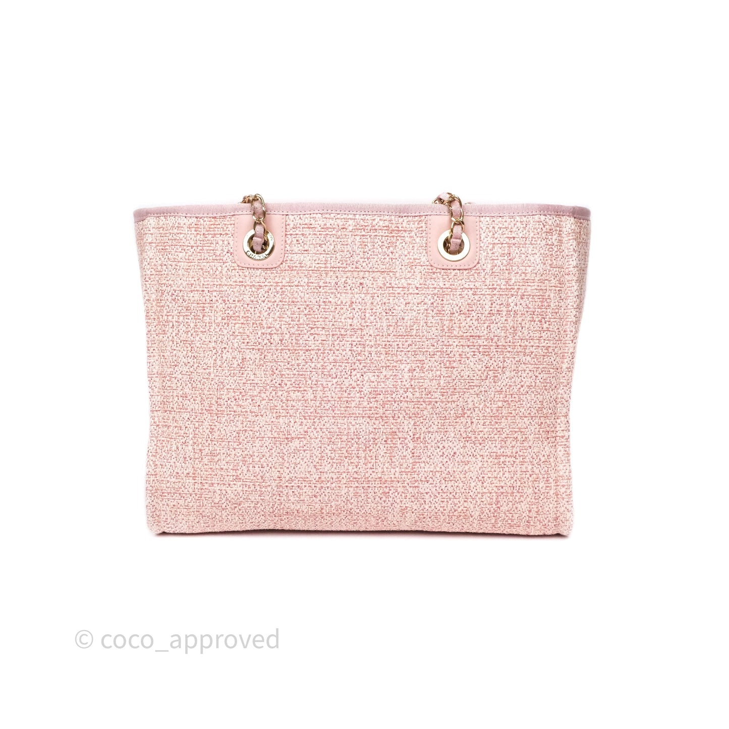 Chanel Medium Deauville Pink Glitter Raffia Gold Hardware