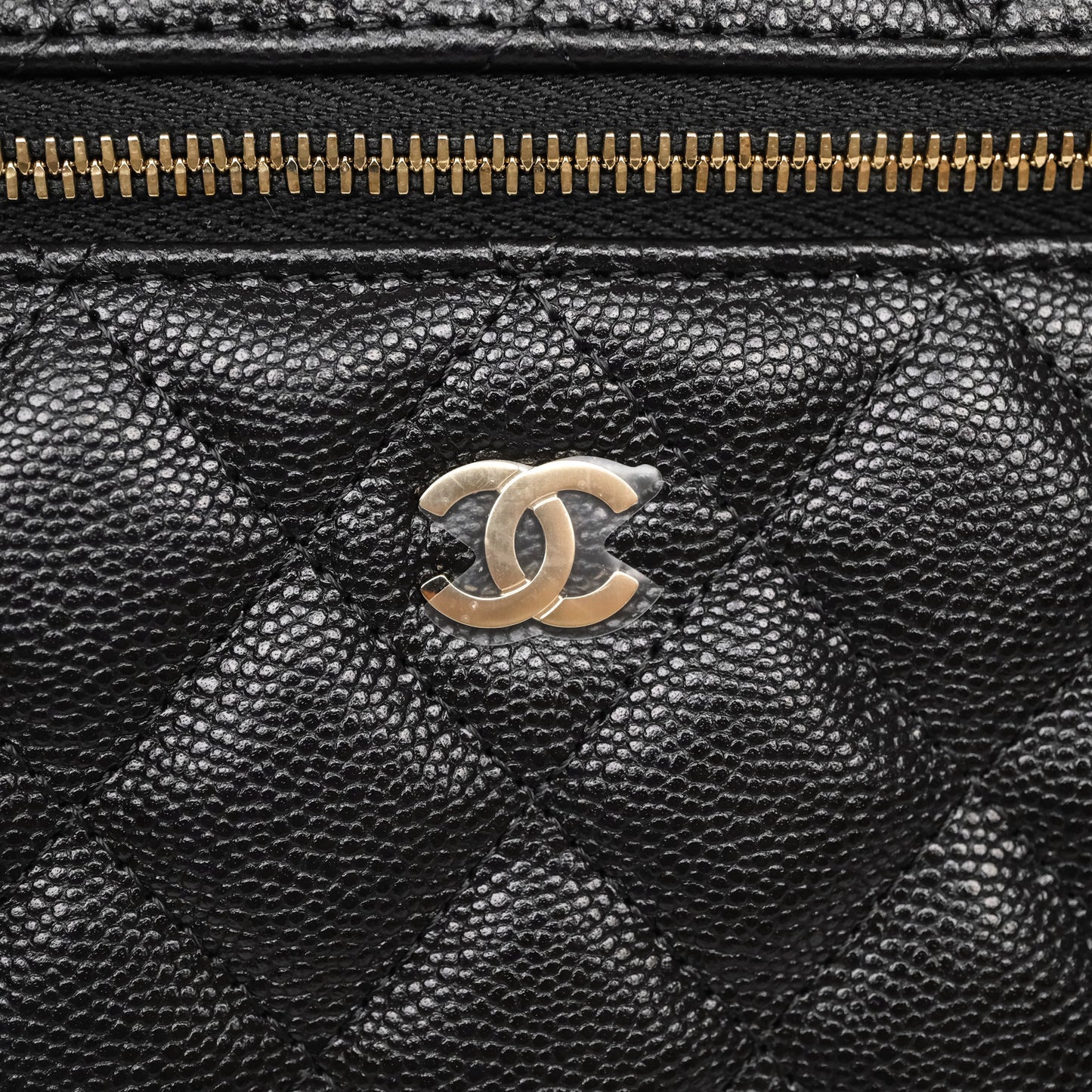 Chanel Top Handle Long Vanity with Chain Black Caviar Gold Hardware