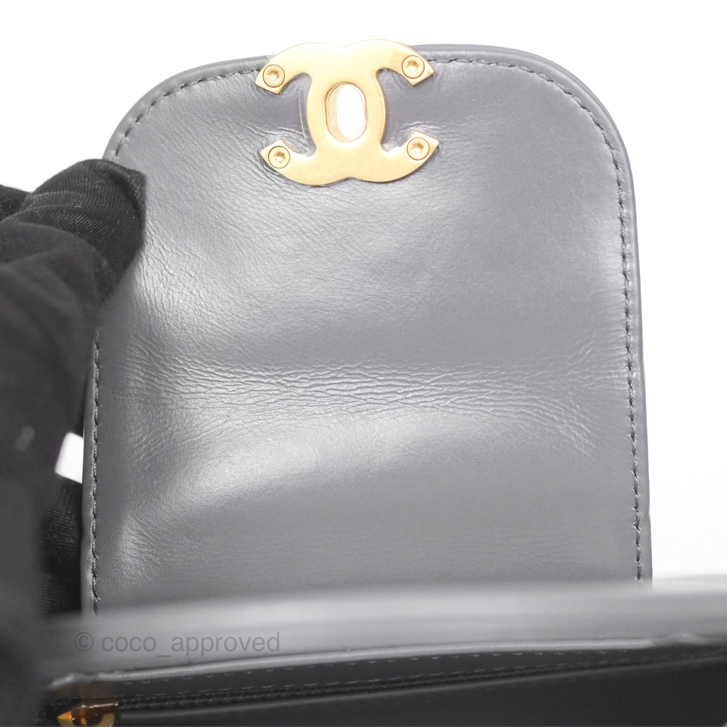 Chanel Kelly Bag Quilted Grey Shiny Calfskin Aged Gold Hardware