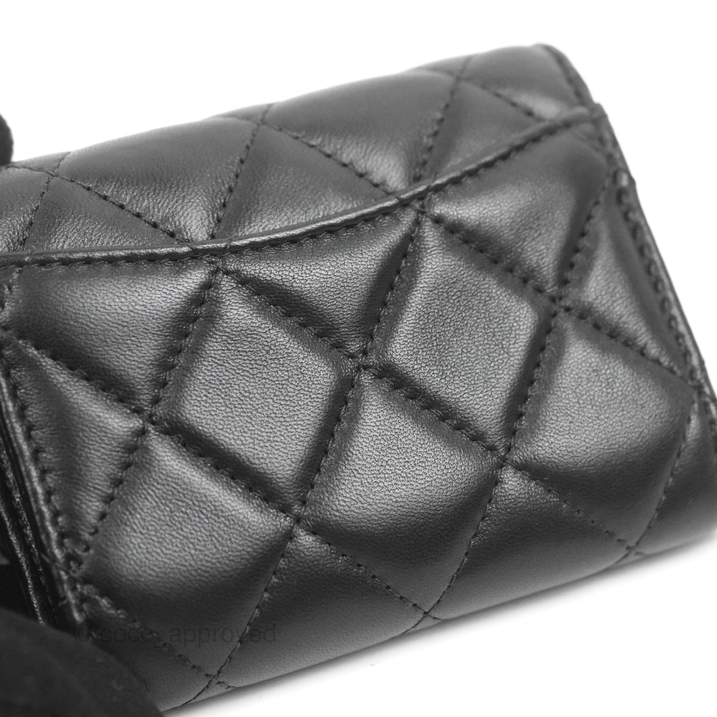 Chanel Pearl Crush Mini Clutch With Chain Black Lambskin Aged Gold Hardware