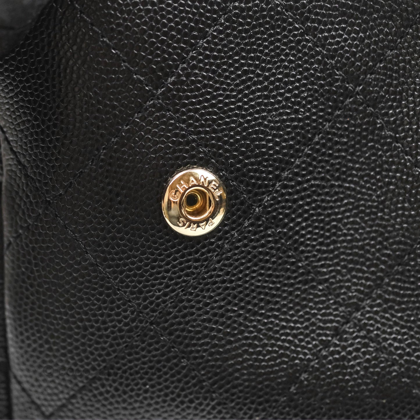 Chanel Large Shopping Tote Quilted Black Caviar Gold Hardware
