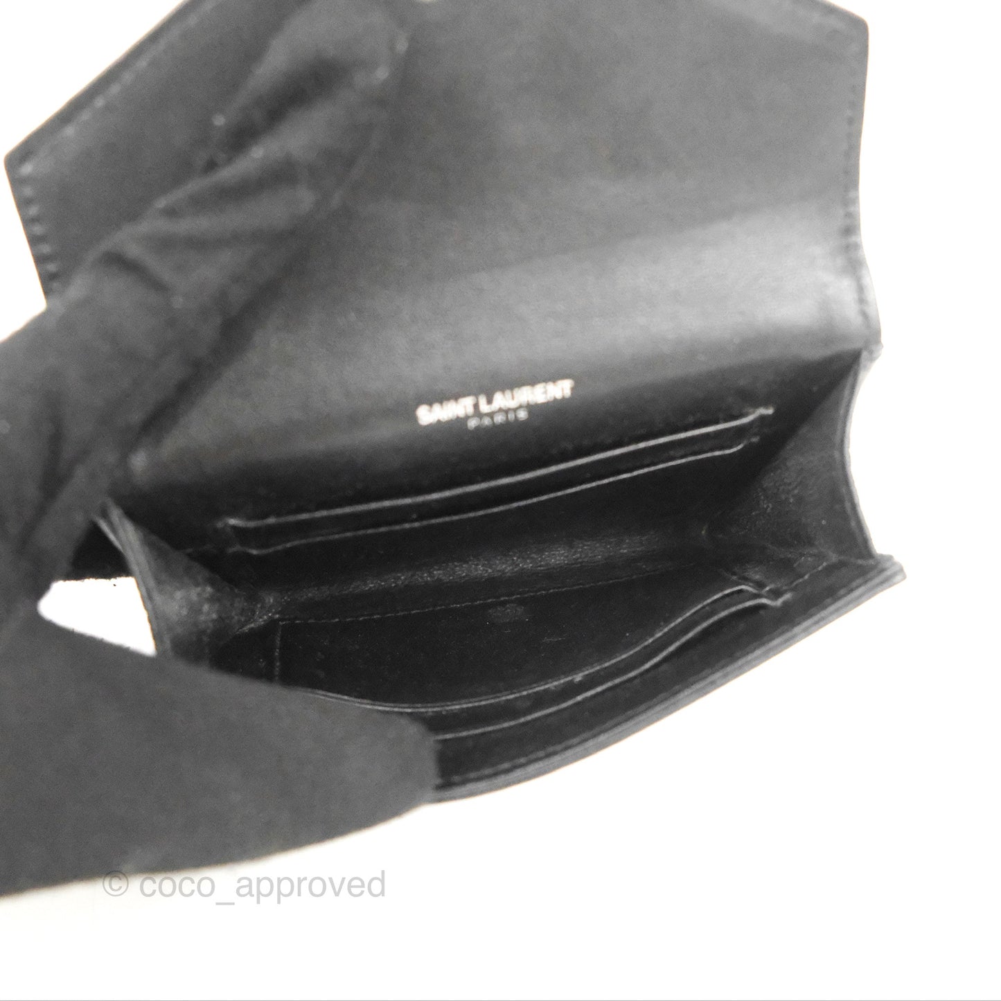 Saint Laurent Heart Flap Card Holder Wallet Black