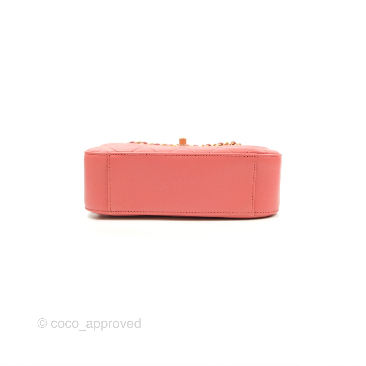 Chanel Chain Infinity Camera Case Pink Goatskin Aged Gold Hardware