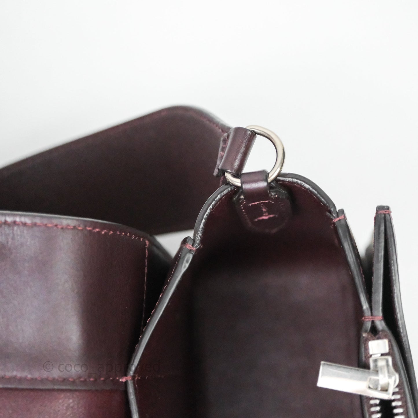Celine Medium Frame Bag Burgundy / Pearl Blue Calfskin Silver Hardware
