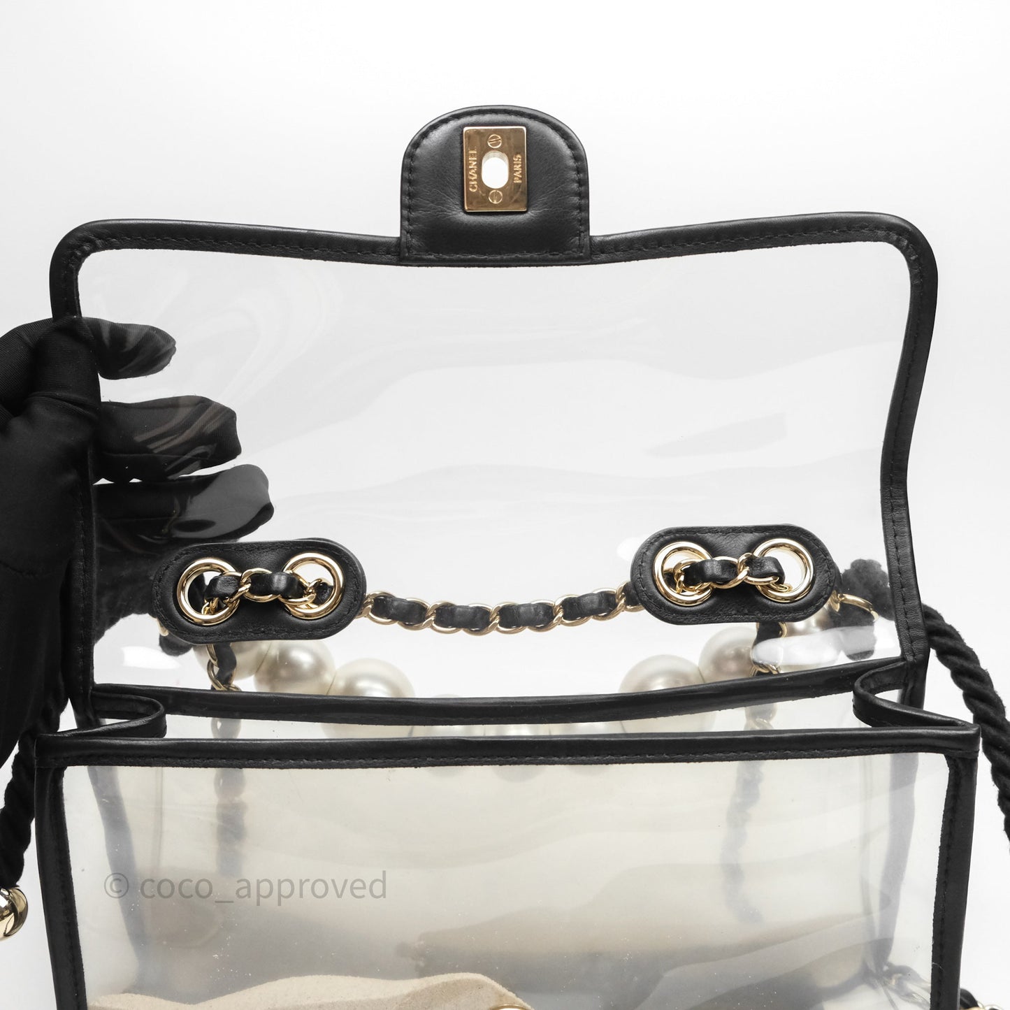 Chanel Medium Sand By The Sea PVC Flap Black Lambskin Gold Hardware