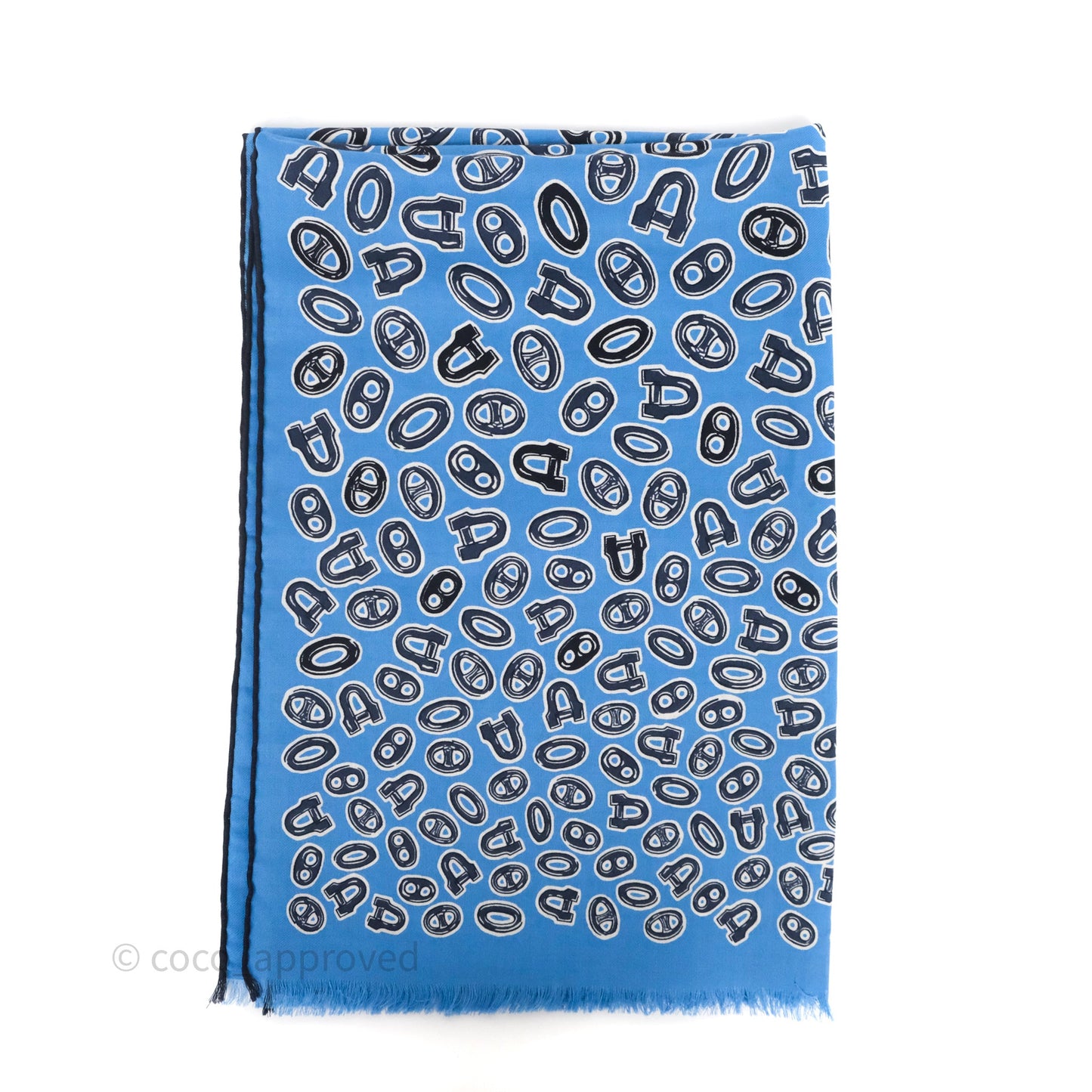 Hermès Wool/Silk Scarf Blue/ Navy