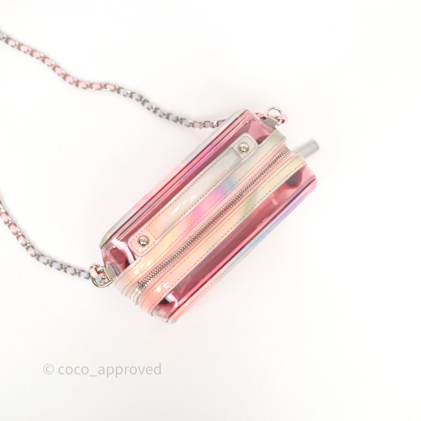 Chanel Filigree Pink Vanity Case PVC Silver Hardware