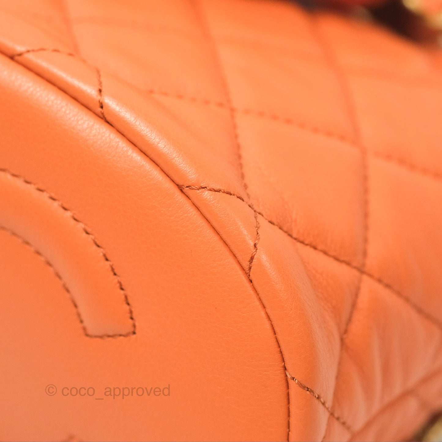 Chanel Small Drawstring Backpack Orange Calfskin Aged Gold Hardware 23A