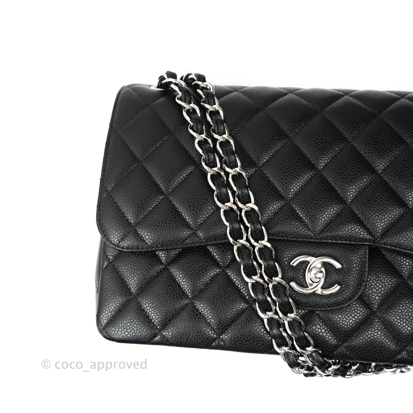 Chanel Jumbo Double Flap Black Caviar Silver Hardware⁣⁣