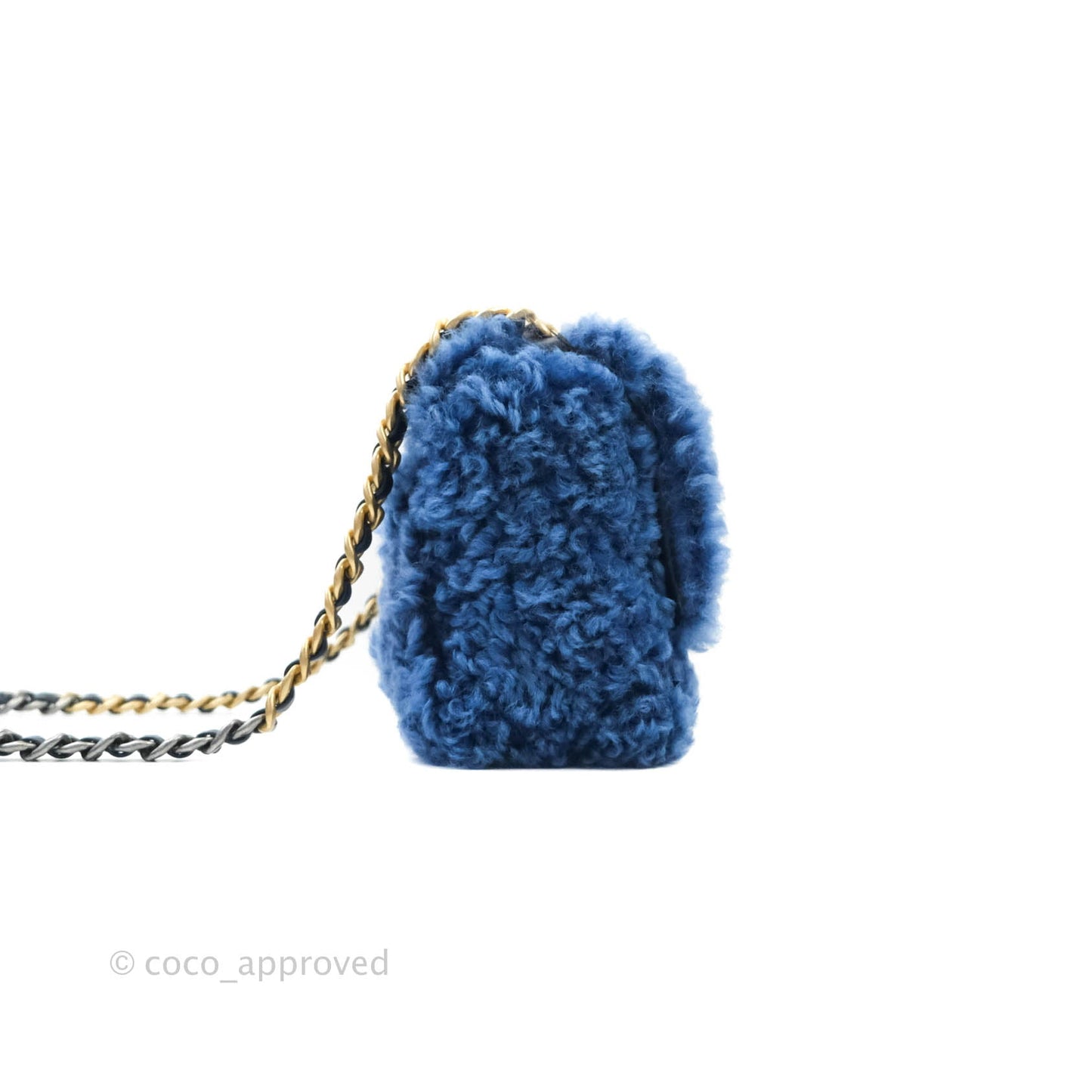 Chanel 19 Medium Shearling Blue Mixed Hardware 20A