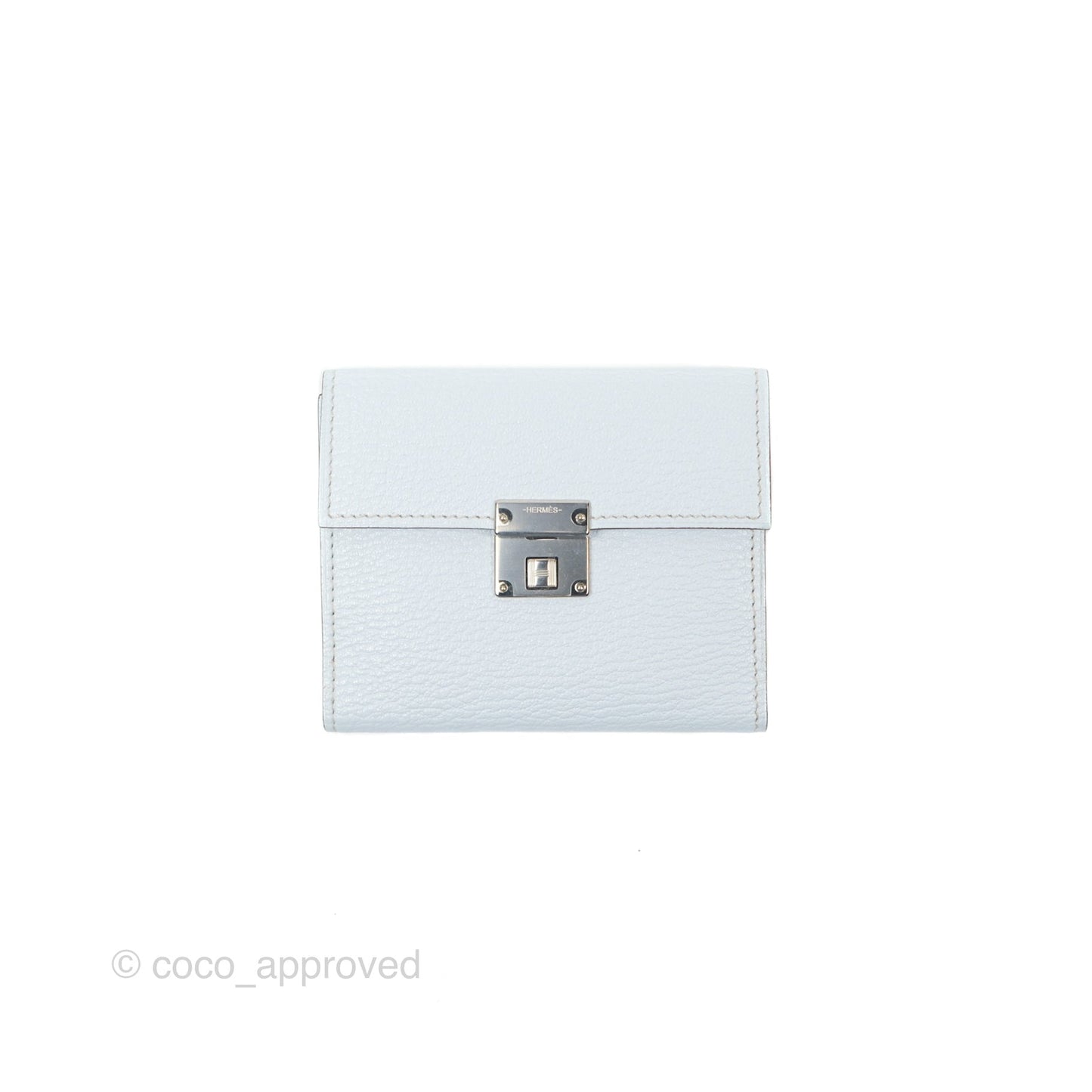 Hermes Clic H Mini Card Holder Blue Chevre Mysore Palladium Hardware