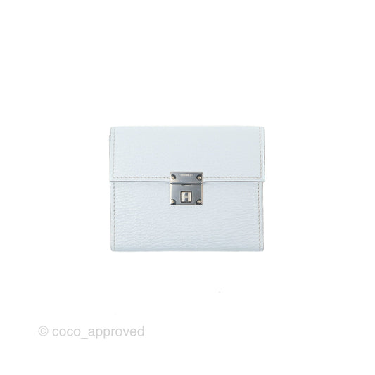 Hermes Clic H Mini Card Holder Blue Chevre Mysore Palladium Hardware