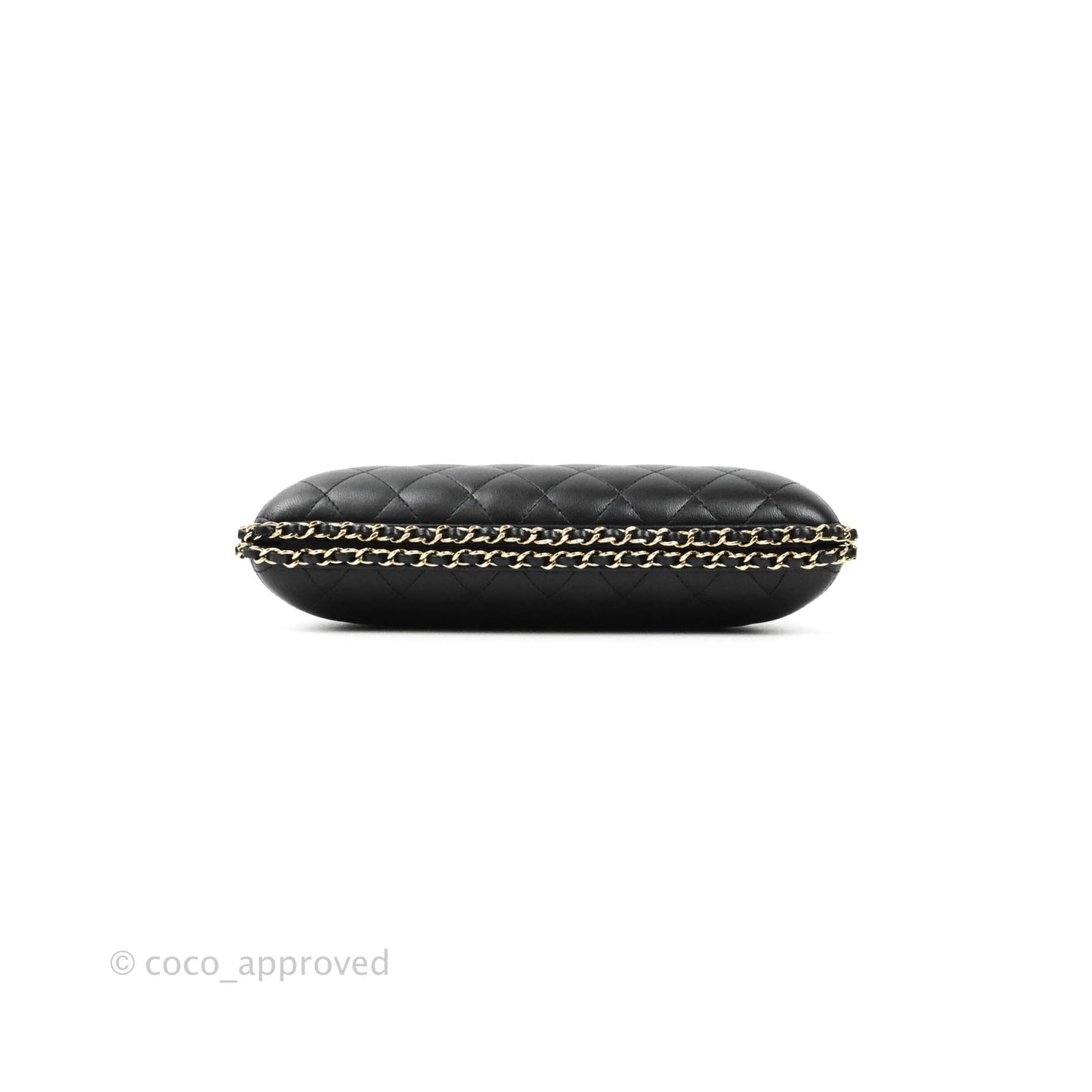 Chanel Quilted Chain Around Clutch Black Lambskin Gold Hardware