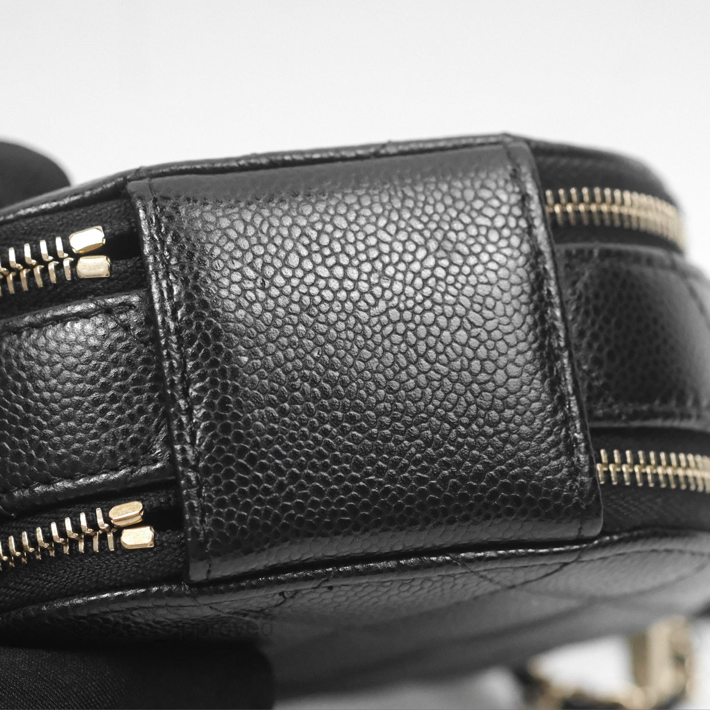 Chanel Mini Round Vanity Bag Handle With Care Black Caviar Gold Hardware
